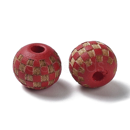 Wood Laser Engraved Tartan Beads WOOD-I011-01A-03-1