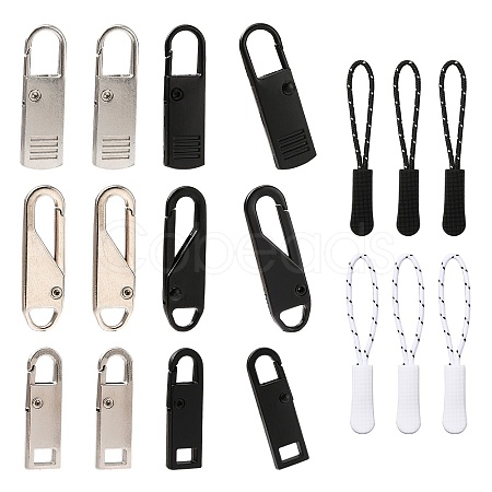 6Pcs Plastic Zipper Puller and 12Pcs Alloy Replacement pull-tab Accessories FIND-SZ0001-17-1