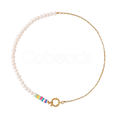 Vintage Natural Pearl Beaded Necklace for Girl Women NJEW-SW00002-03-1