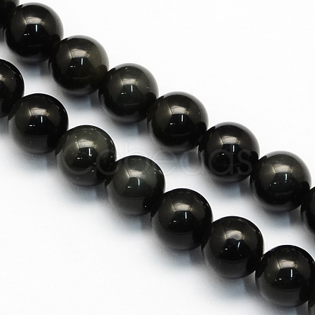 Natural Obsidian Round Beads Strands G-S156-4mm-1