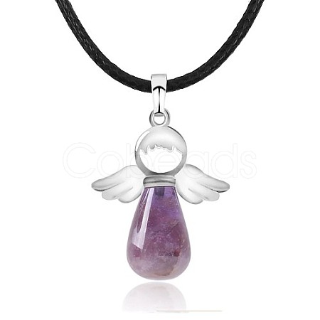 Angel Natural Amethyst Pendant Necklaces OH8264-05-1