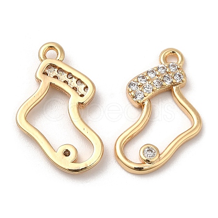 Brass Micro Pave Cubic Zirconia Pendants KK-C028-42G-1