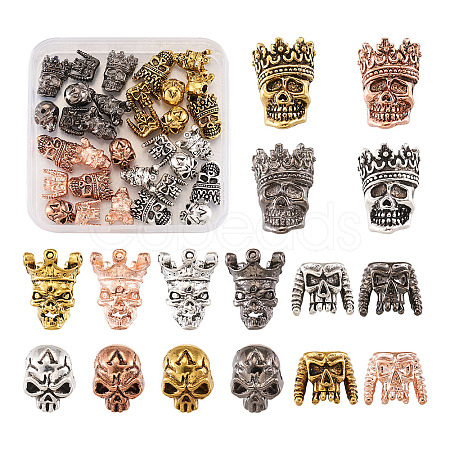 32Pcs 16 Styles Tibetan Style Alloy Beads FIND-FW0001-13-1