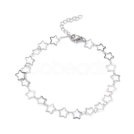 Non-Tarnish 304 Stainless Steel Star Link Chain Anklets for Men Women X-STAS-B039-14P-1