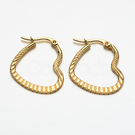 Heart 304 Stainless Steel Hoop Earrings EJEW-N034-29-1