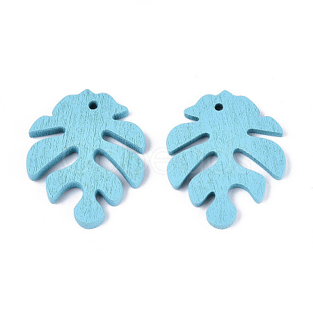 Painted Poplar Wood Pendants WOOD-S045-067E-1