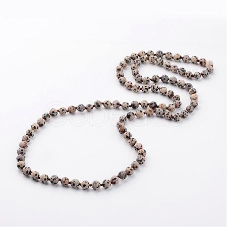 Natural Dalmatian Necklaces NJEW-D264-12-1