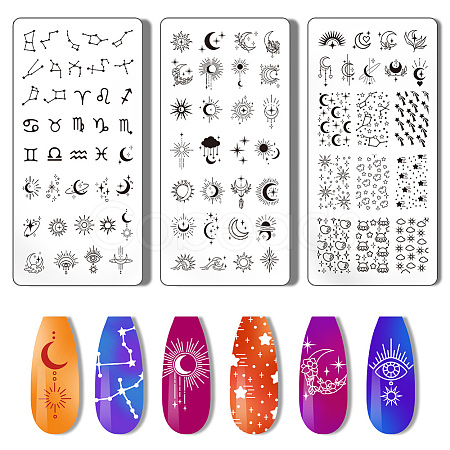Stainless Steel DIY Nail Art Templates MRMJ-WH0092-011-1