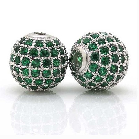 Brass Cubic Zirconia Beads ZIRC-F001-35P-1