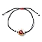 Evil Eye Handmade Lampwork & Glass Adjustable Braided Bead Bracelets, FireBrick, Inner Diameter: 3-1/8 inch(7.95cm)