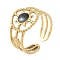 Ion Plating(IP) 304 Stainless Steel Enamel Helm Cuff Finger Rings, Open Rings for Women, Real 18K Gold Plated, 13mm