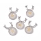 Natural Quartz Crystal Connector Charms, Rock Crystal, Cattle Head Links with Star, with Rack Plating Platinum Tone Brass Findings, Cadmium Free & Lead Free, 47.5x31.5x5mm, Hole: 2mm