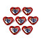 Flower Printed Opaque Acrylic Heart Beads, FireBrick, 16x19x8mm, Hole: 2mm