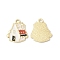 Alloy Enamel Pendants, House Charm, Golden, Misty Rose, 19.5x17x1.4mm, Hole: 2mm