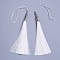 Polyester Tassel Big Pendant Decorations, with Alloy Finding, Platinum, White, 205~215x20~25mm