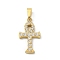 Ion Plating(IP) 304 Stainless Steel Micro Pave Cubic Zirconia Pendants, Cross Charms, Golden, 17x10x2mm, Hole: 4x2.5mm