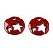 Spray Painted Brass Charms, Flat Round with Star, Dark Red, 14.5x14.5x2.5mm, Hole: 2mm