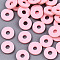 Handmade Polymer Clay Beads, for DIY Jewelry Crafts Supplies, Disc/Flat Round, Heishi Beads, Pink, 8x1mm, Hole: 2mm, about 13000pcs/1000g