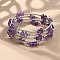 Natural Amethyst Chip Warp Bracelets, Steel Bracelet Memory Wire with Brass Tube Beads and Iron Round Beads, Platinum, Amethyst, 53mm