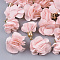 Cloth Pendant Decorations, with Acrylic Findings, Flower, Pink, 25~30x28~35mm, Hole: 2mm