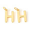 Brass Charms, with Jump Rings, Letter, Real 18K Gold Plated, Letter.H, H: 10x6.5x1mm, Hole: 2.5mm