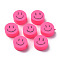 Handmade Polymer Clay Beads, for DIY Jewelry Crafts Supplies, Flat Round with Smiling Face, Deep Pink, 9x4~5mm, Hole: 1.6mm