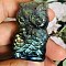 Dyed Natural Labradorite Carved Display Decorations, Figurine Home Decoration, Reiki Energy Stone for Healing, Owl, 40~60mm