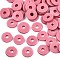 Handmade Polymer Clay Beads, for DIY Jewelry Crafts Supplies, Disc/Flat Round, Heishi Beads, Pearl Pink, 4x1mm, Hole: 1mm, about 55000pcs/1000g