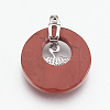 Natural Red Jasper Pendants KK-F751-B04-3