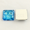 Floral Pattern Glass Flatback Square Cabochons for DIY Projects X-GGLA-S022-15mm-37-2