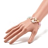 Candy Color Round Beaded Stretch Bracelet with Heart Unicorn Charm for Women BJEW-JB07636-04-3