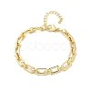 Brass Rectangle Link Chain Bracelets for Women Men BJEW-K273-08G-4