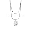 Non-Tarnish 304 Stainless Steel Round Snake & Link Chains Double Layer Necklaces LK2067-2-1