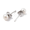 Natural Pearl Round Bead Stud Earrings EJEW-E298-01A-01P-2