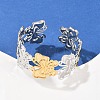 304 Stainless Steel Cuff Bangles for Women BJEW-G757-10GP-3