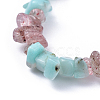 Natural Amazonite & Strawberry Quartz Chip Stretch Bracelets BJEW-JB04490-04-2