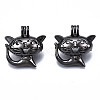 Alloy Locket Hollow Kitten Pendants PALLOY-S094-40B-1