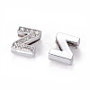 Alloy Initial Slide Charms with Grade A Rhinestones ALRI-R032-Z-FF-2