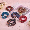 5Pcs 5 Style Wood & Glass Seed & Acrylic Beaded Stretch Bracelets Set with Baseball JB709E-3