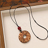 Wood Pendant Black Wax Cord Long Necklaces for Women FS-WG36920-18-1