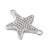 Brass Micro Pave Clear Cubic Zirconia Connector Charms KK-C086-14P-01-2