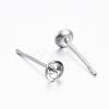 Tarnish Resistant 304 Stainless Steel Post Stud Earring Settings For Half Drilled Beads STAS-H376-93-2