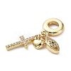 Rack Plating Eco-Friendly Brass Pave Clear Cubic Zirconia European Dangle Charms KK-M256-03G-3