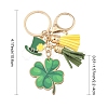 St. Patrick's Day Alloy Enamel & Faux Suede Tassel & Wood Keychains KEYC-YW00199-01-3