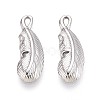 304 Stainless Steel Feather Pendants STAS-T067-48P-1