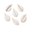 6Pcs 6 Styles Natural Cowrie Shell & Glass Seed Beads Pendants PALLOY-JF02759-06-1