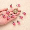 10Pcs Apple Gemstone Charm Pendant Crystal Quartz Healing Natural Stone Pendants Pink Silver Buckle for Jewelry Necklace Earring Making Crafts JX525A-2