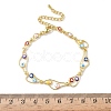 Brass Enamel Flat Round Evil Eye Link Chain Bracelets for Women BJEW-G764-01G-7