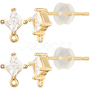 4 Pair Brass Micro Pave Cubic Zirconia Stud Earring Findings KK-BBC0020-01-1