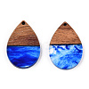 Transparent Resin & Walnut Wood Pendants RESI-N039-25B-3